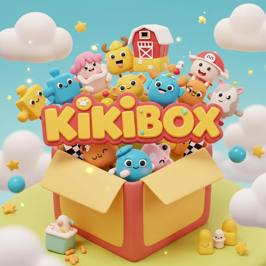 키키박스 캐릭터들이 상자에서 나오는 이미지